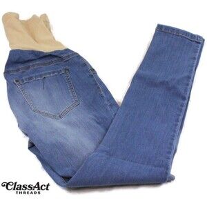 Indigo Blue Maternity Jeans Size Medium Stretch Panels Medium Wash